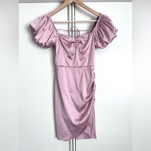 Princess Polly Satin Puff Sleeve Mini Dress Dusty Pink Size 2 Cottagecore Party